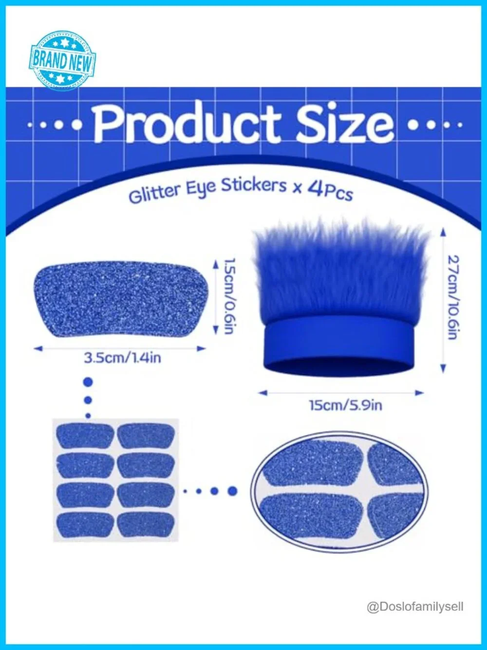 4 Pack Hairy Headband Crazy Hair Wigs with Stickers, Troll Hair Costume